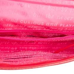 Pre Owned Kate Spade Coral Leather New York Flights of Fancy Parrot Shoulder Bag