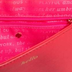 Pre Owned Kate Spade Coral Leather New York Flights of Fancy Parrot Shoulder Bag