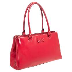 Pre Owned حقي بة يد توتس كيت سبيد جلد أحمر بسحاب مزدوج 