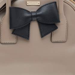 Pre Owned Kate Spade Beige/Black Leather Hanover Street Lorin Satchel