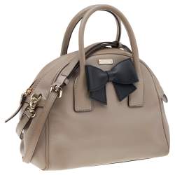 Pre Owned Kate Spade Beige/Black Leather Hanover Street Lorin Satchel
