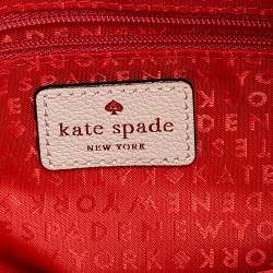 Pre Owned Kate Spade Grey/Off White Leather Alice Court Kaiya Satchel