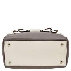 Pre Owned Kate Spade Grey/Off White Leather Alice Court Kaiya Satchel