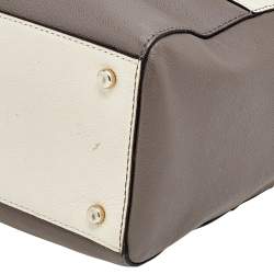 Pre Owned Kate Spade Grey/Off White Leather Alice Court Kaiya Satchel