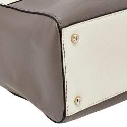 Pre Owned Kate Spade Grey/Off White Leather Alice Court Kaiya Satchel