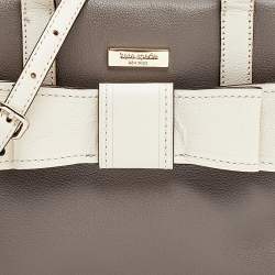 Pre Owned Kate Spade Grey/Off White Leather Alice Court Kaiya Satchel