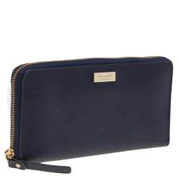 مملوكة مسبقًا Kate Spade Navy Blue Leather Laurel Way Neda Zip Around Wallet