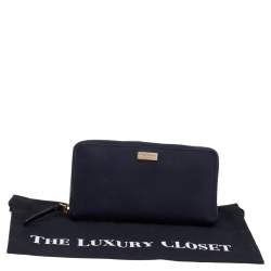 مملوكة مسبقًا Kate Spade Navy Blue Leather Laurel Way Neda Zip Around Wallet