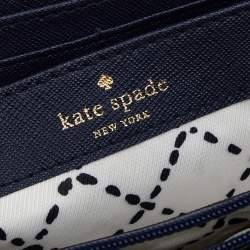 مملوكة مسبقًا Kate Spade Navy Blue Leather Laurel Way Neda Zip Around Wallet