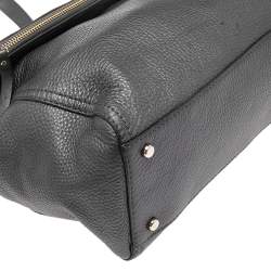 Pre Owned Kate Spade Metallic Grey Leather Flap Shoulder Bag