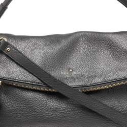Pre Owned Kate Spade Metallic Grey Leather Flap Shoulder Bag