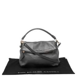 Pre Owned Kate Spade Metallic Grey Leather Flap Shoulder Bag