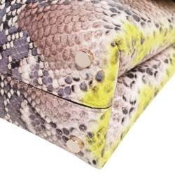 Pre Owned Kate Spade Multicolor Snakeskin Embossed Leather Nicola Twistlock Top Handle Bag