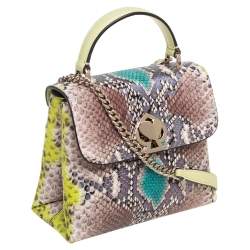 Pre Owned Kate Spade Multicolor Snakeskin Embossed Leather Nicola Twistlock Top Handle Bag