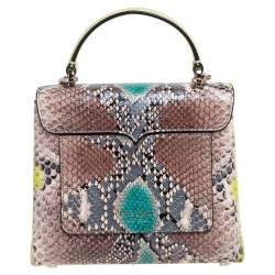 Pre Owned Kate Spade Multicolor Snakeskin Embossed Leather Nicola Twistlock Top Handle Bag