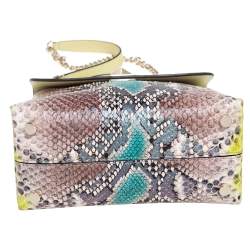 Pre Owned Kate Spade Multicolor Snakeskin Embossed Leather Nicola Twistlock Top Handle Bag