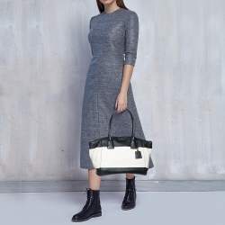 Pre Owned Kate Spade Black/White Leather Zip Satchel