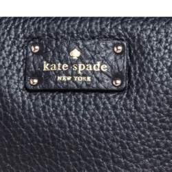 Pre Owned Kate Spade Black/White Leather Zip Satchel