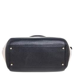 Pre Owned Kate Spade Black/White Leather Zip Satchel