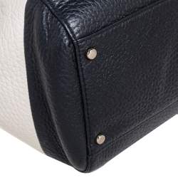 Pre Owned Kate Spade Black/White Leather Zip Satchel