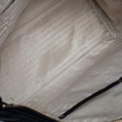 Pre Owned Kate Spade Black/White Leather Zip Satchel