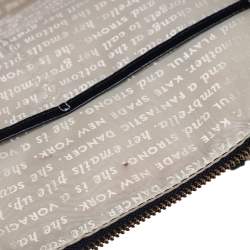 Pre Owned Kate Spade Black/White Leather Zip Satchel