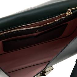 Pre Owned Kate Spade Dark Green Leather Medium Nicola Twistlock Shoulder Bag