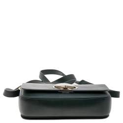 Pre Owned Kate Spade Dark Green Leather Medium Nicola Twistlock Shoulder Bag