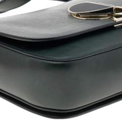 Pre Owned Kate Spade Dark Green Leather Medium Nicola Twistlock Shoulder Bag