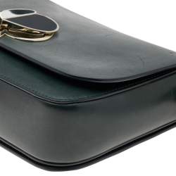 Pre Owned Kate Spade Dark Green Leather Medium Nicola Twistlock Shoulder Bag