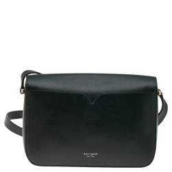 Pre Owned Kate Spade Dark Green Leather Medium Nicola Twistlock Shoulder Bag