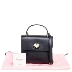 Pre Owned Kate Spade Black Leather Mini Romy Twistlock Top Handle Bag