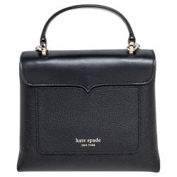 Pre Owned Kate Spade Black Leather Mini Romy Twistlock Top Handle Bag