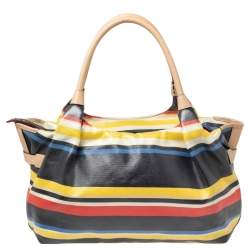Pre Owned Kate Spade Multicolor Stipe Leather Stevie Satchel
