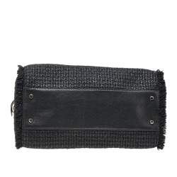 Pre Owned Kate Spade Black Tweed and Leather Turnlock Top Handle Bag