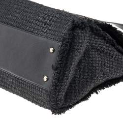 Pre Owned Kate Spade Black Tweed and Leather Turnlock Top Handle Bag