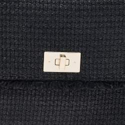 Pre Owned Kate Spade Black Tweed and Leather Turnlock Top Handle Bag