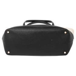 Pre Owned Kate Spade Black/Cream Saffiano Leather Top Zip Tote