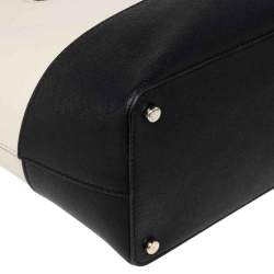 Pre Owned Kate Spade Black/Cream Saffiano Leather Top Zip Tote