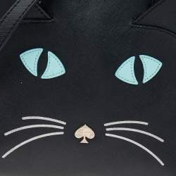 Pre Owned حقيبة ساتشل كيت سبيد كاتز مياو كات لوتي جلد أسود