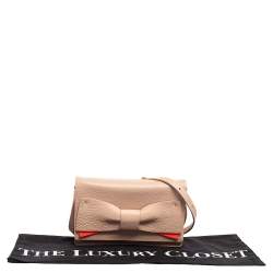 Pre Owned Kate Spade Light Pink Leather Bow Flap Shoulder Bag