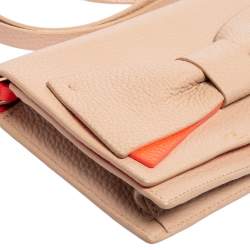 Pre Owned Kate Spade Light Pink Leather Bow Flap Shoulder Bag