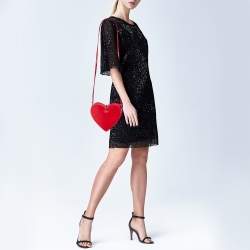 Pre Owned Kate Spade Red Leather Heart Shaped Crossbody Bag