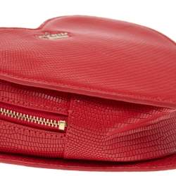 Pre Owned Kate Spade Red Leather Heart Shaped Crossbody Bag