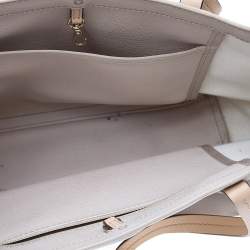 Pre Owned Kate Spade Grey/White PVC and Leather Striped Tote