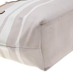 Pre Owned Kate Spade Grey/White PVC and Leather Striped Tote