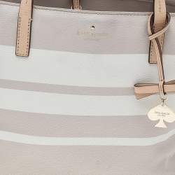 Pre Owned Kate Spade Grey/White PVC and Leather Striped Tote