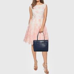 Pre Owned Kate Spade Blue Leather Wellesley Quinn Tote