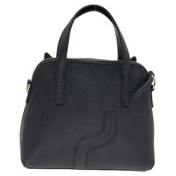 Pre Owned Kate Spade Black Leather Cat's Meow Cat Lottie Satchel