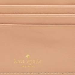 Pre Owned Kate Spade Beige/Green Leather Card Holder  